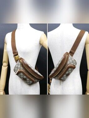 Gucci Beige and Brown Monogram Belt Bag Excellent condition
